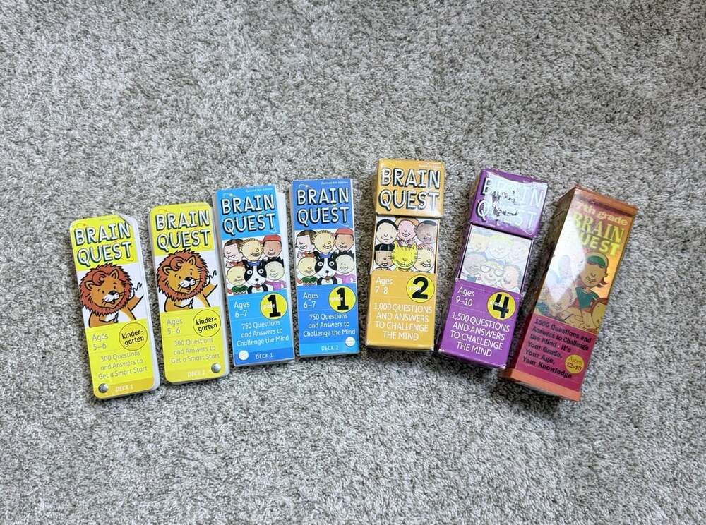 Brain Quest Educational Question and Answer Card Decks Lot Assorted Grades